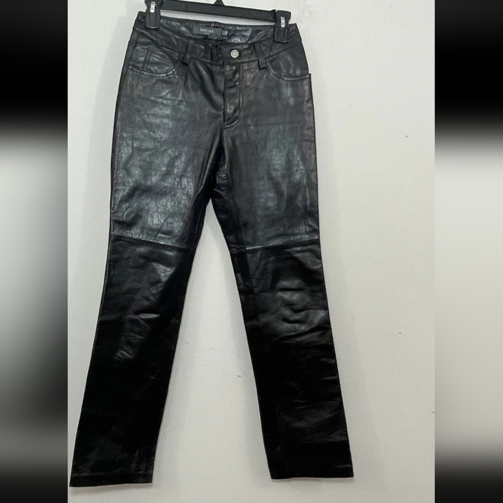Vintage Gap Bootcut 100% Genuine Leather Black Pants Midrise